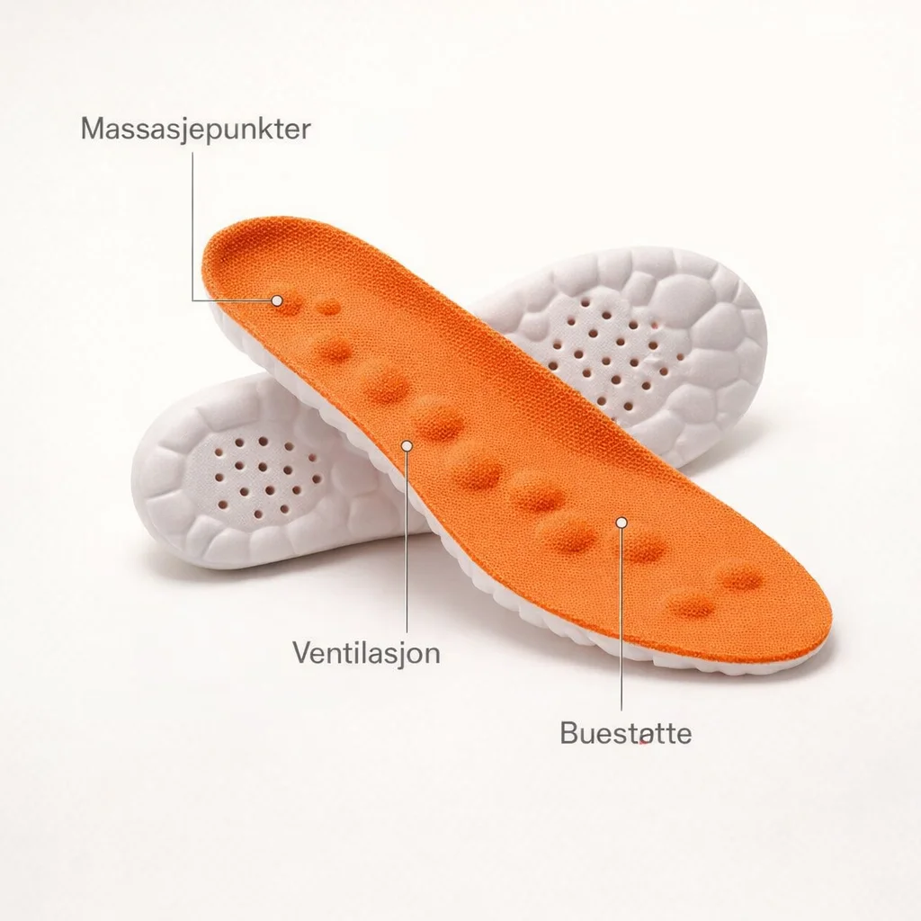 Massasje innleggssåler for aktiv hverdag - infographic view